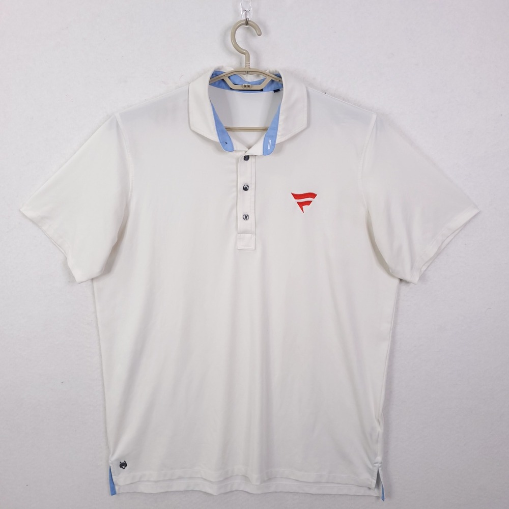 Greyson Polo Shirt Mens XL White Performance Stretch Golf Wing Logo Short Sleeve